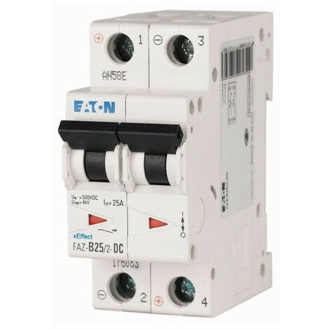 Disjoncteur modulaire 2A 2p courbe B DC 000176075 EATON FAZ B2/2 DC