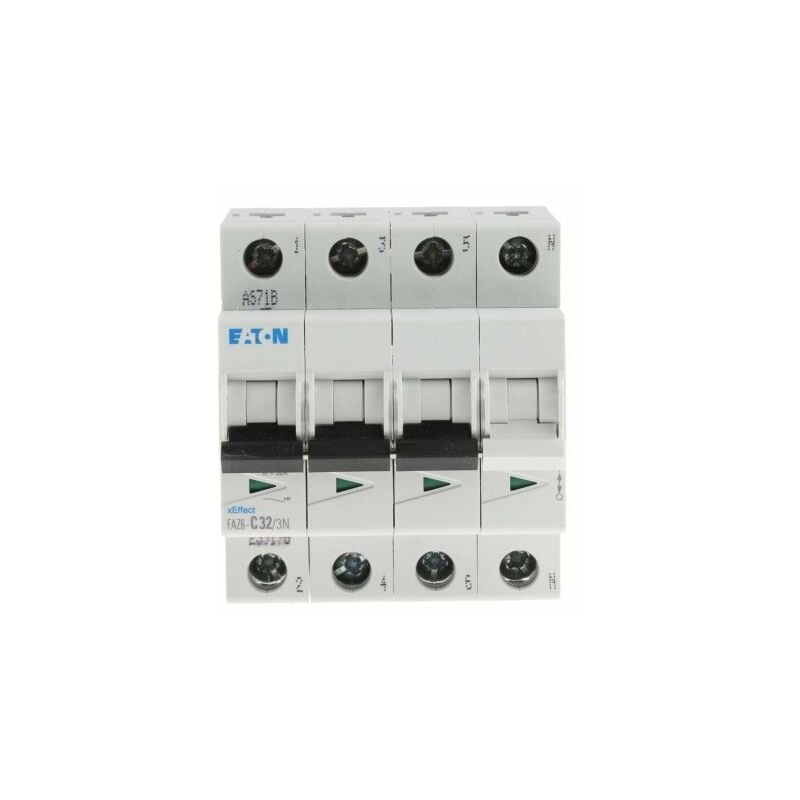 Disjoncteur Eaton Eaton Moeller 4P, 32A, pouvoir de coupure 6 kA, montage rail din ( Prix pour 1 )