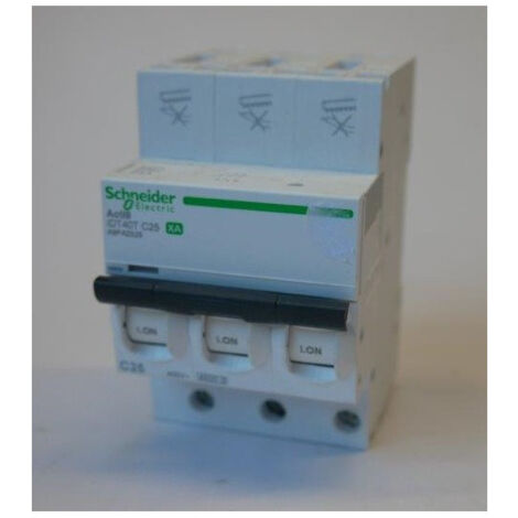 Disjoncteur modulaire 3P 25A 400-415Vac 50-60Hz 6 pas de 9mm raccord auto-vis pour rail DIN Acti9 iDT40T XA Schneider