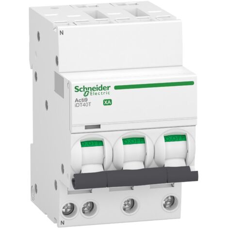 Disjoncteur modulaire - 3P + N - 10 A - Courbe C - 4500 A / 6 kA - Connexion auto / vis - Acti9 iDT40T XA