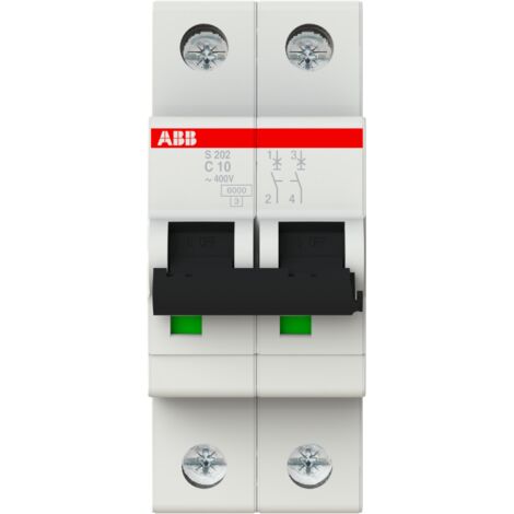 Disjoncteur modulaire ABB S202 C10 2P 10A 10kA