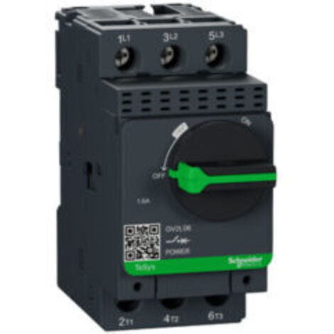 Disjoncteur Moteur - 1,6A - 3P 3d - Déclencheur Magnétique - GV2L06 - Schneider