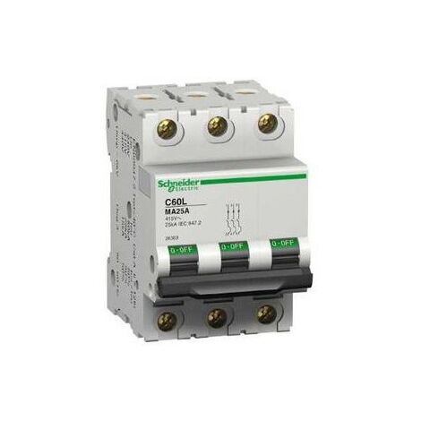Disjoncteur moteur 4A 3P Courbe MA 20...50kA 50A magnetique max 440V C60LMA SCHNEIDER 26359