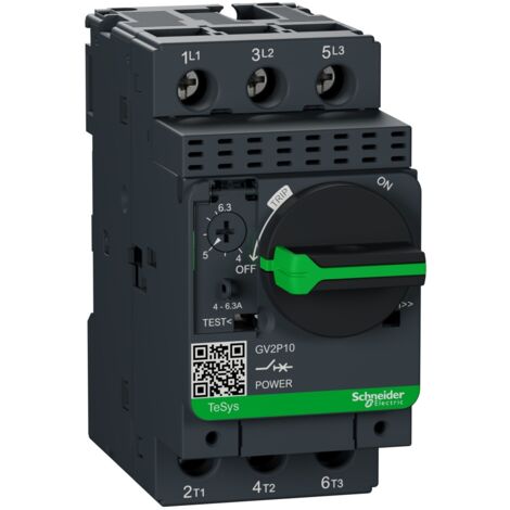 Disjoncteur moteur GV2P 4 à 6,3 A 3P 3d déclencheur magnétothermique - GV2P10