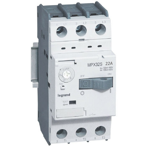 Disjoncteur moteur magnétothermique MPX32S réglage thermique 14A à 22A pouvoir de coupure 15kA en 415V (417313)
