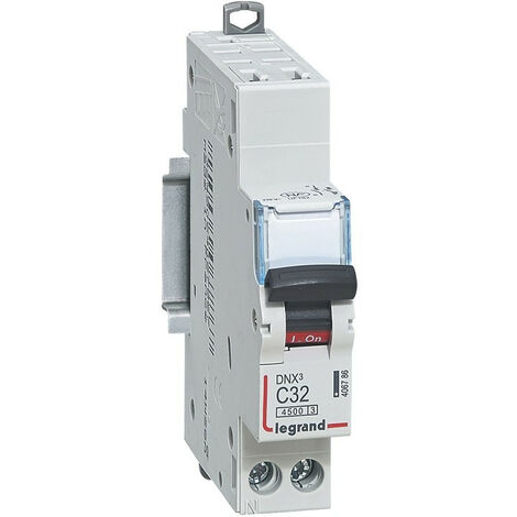 Disjoncteur Ph+N 4500 6kA arrivée auto sortie vis - Courbe C - 230V - 32A - Legrand