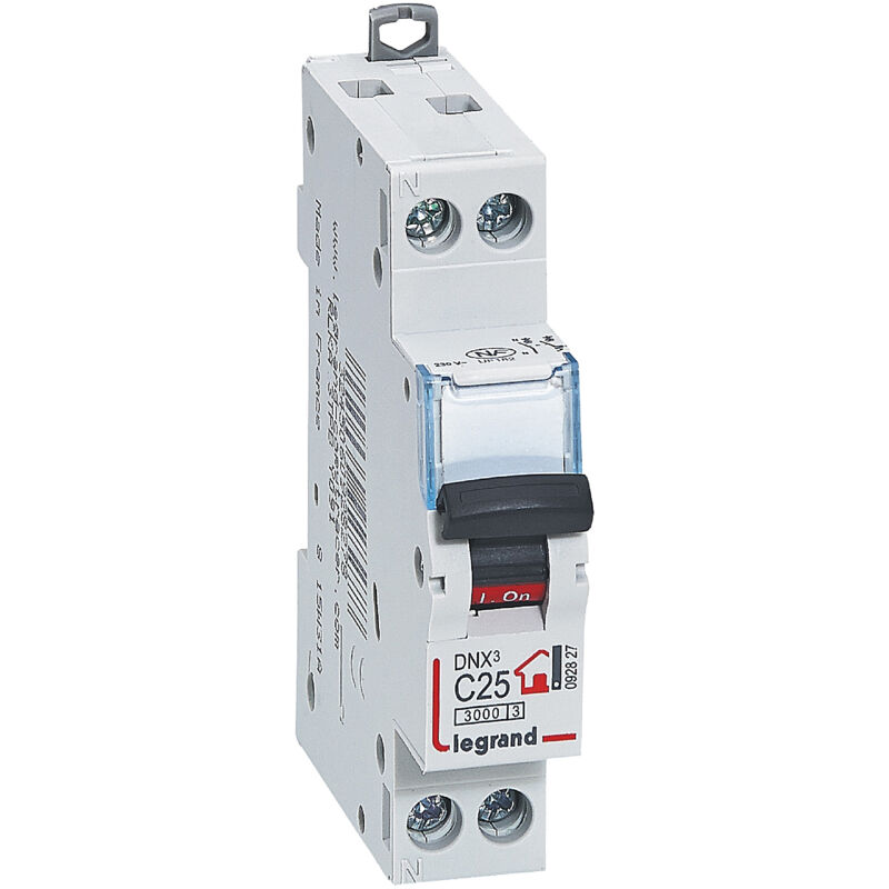 Disjoncteur Phase + Neutre - 25A - bornes à vis - 1 module - Legrand