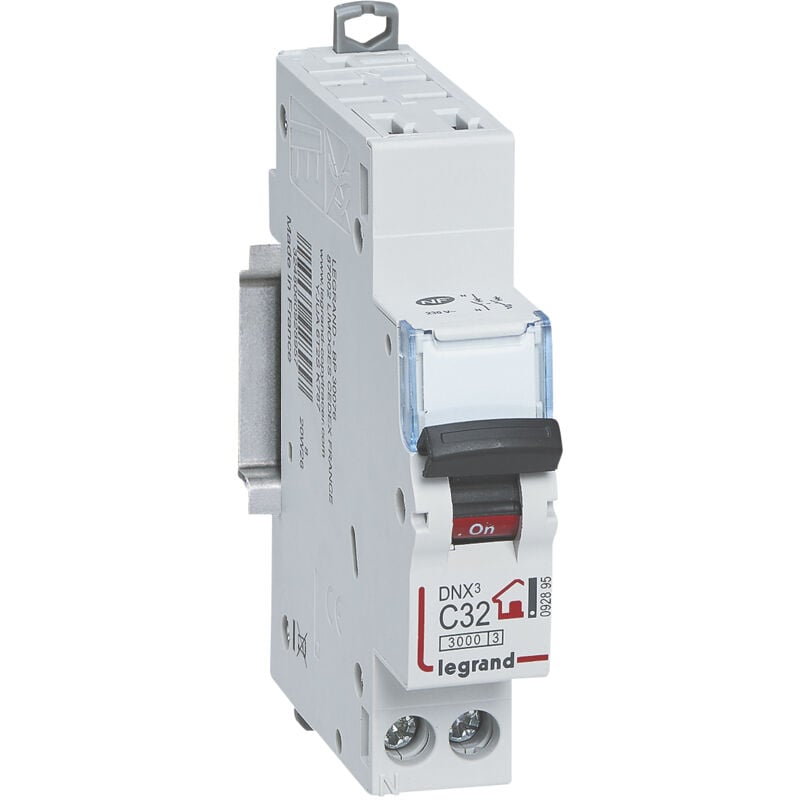 Disjoncteur Phase + Neutre - 32A - bornes automatiques - 1 module - Legrand