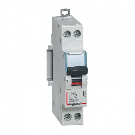 Disjoncteur Phase+Neutre 4500 6kA arrivée et sortie vis - Courbe C - 32A - Legrand
