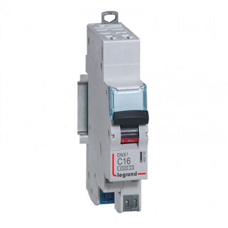 Disjoncteur Phase+Neutre 4500 6kA arrivée+sortie auto - Courbe C - 16A - Legrand