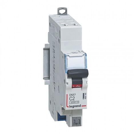 Disjoncteur Phase+Neutre 4500 6kA arrivée+sortie auto - Courbe C - 2A - Legrand