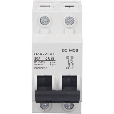 Disjoncteur Photovoltaïque, Disjoncteur CC, Système Magnétique, Arc d'extinction Auxiliaire 1000V pour Moto électrique (20A),A