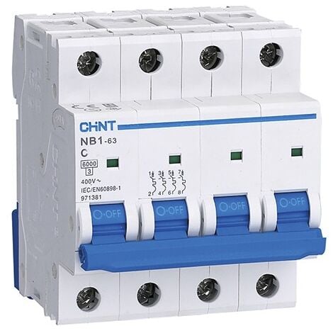 Disjoncteur résidentiel tétrapolaire 4P 6kA NB1-4 Chint Electric  20A