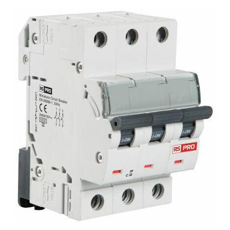 Disjoncteur RS PRO 3P, 16A, pouvoir de coupure 10 kA, montage rail DIN ( Prix pour 1 )