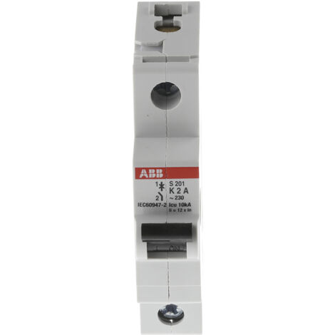 Disjoncteur S201 1P 2A Courbe K Raccordement à vis - 10KA (1Module) 2CDS251001R0277 ABB 352179