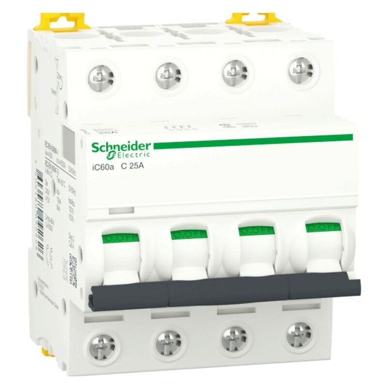 Interrupteur mangnetotermique Schneider 4P 25A 4.5 KA C 4 modules A9F64425