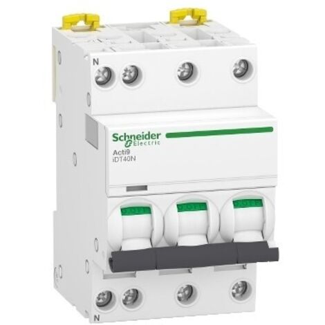 disjoncteur - schneider acti9 idt40n - 4 pôles - 6a - courbe c - 10 ka - schneider electric a9p24706