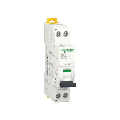 disjoncteur - schneider acti9 idt40t - 2 pôles - 2a - courbe c - 6 ka - schneider electric a9p22602