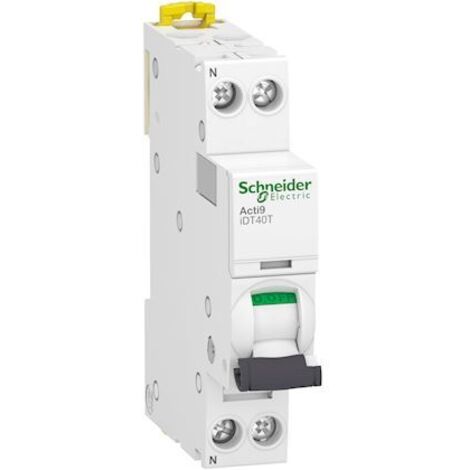 disjoncteur - schneider acti9 idt40t - 2 pôles - 6a - courbe b - 6 ka - schneider electric a9p12606