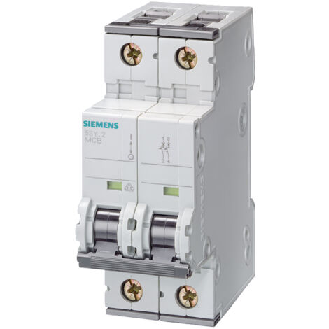 Disjoncteur Siemens 5SY6 2P, 2A, pouvoir de coupure 6 kA, montage rail DIN ( Prix pour 1 )