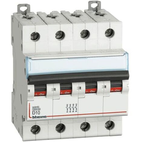 Disjoncteur thermo-magnétique Bticino 10A 4 Pôles 6KA D Bend 4 Modules FN84D10