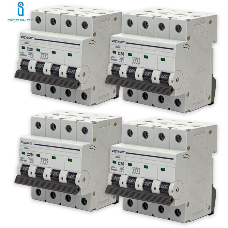 Disjoncteur Magnétothermique 20a Ampères 4p Poteaux Courbe C