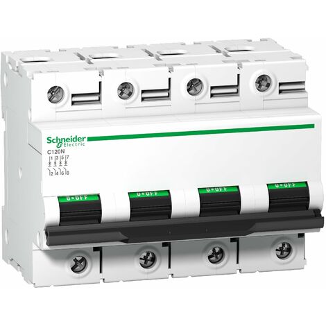 Disjoncteur tripolaire C120N 4P 80A – Courbe C 10kA – Pour installations électriques industrielles – Schneider Electric