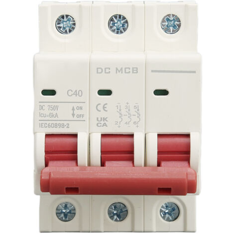Disjoncteur tripolaire CC 6 kA, protection contre les surcharges et les courts-circuits, interrupteur à air pour système photovoltaïque solaire 40 A 750 V