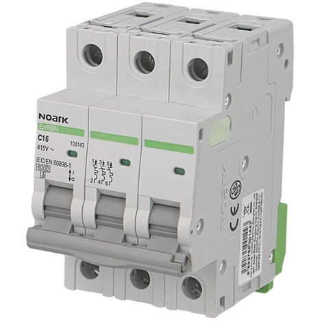 Disjoncteur tripolaire modulaire 16A courbe C Noark Ex9BN