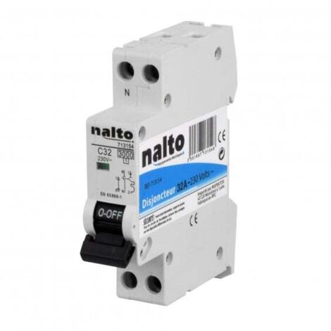 Disjoncteur unipolaire 32A – Courbe de déclenchement type C – Connexion à vis – 3000A pour protection plaques de cuisson – Nalto - VIS 32 A