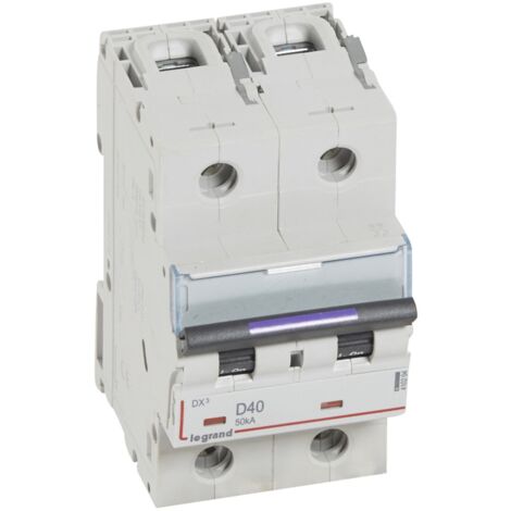 Disjonteur Magnéto-Thermique DX3 2 Pôles 40A 50KA Courbe D 3 Modules LEGRAND 410204