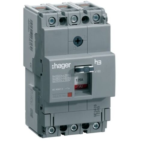 Disj.x160 3P 18kA 125A fixe - APPAREILLAGE DE TETE HAGER HDA125L