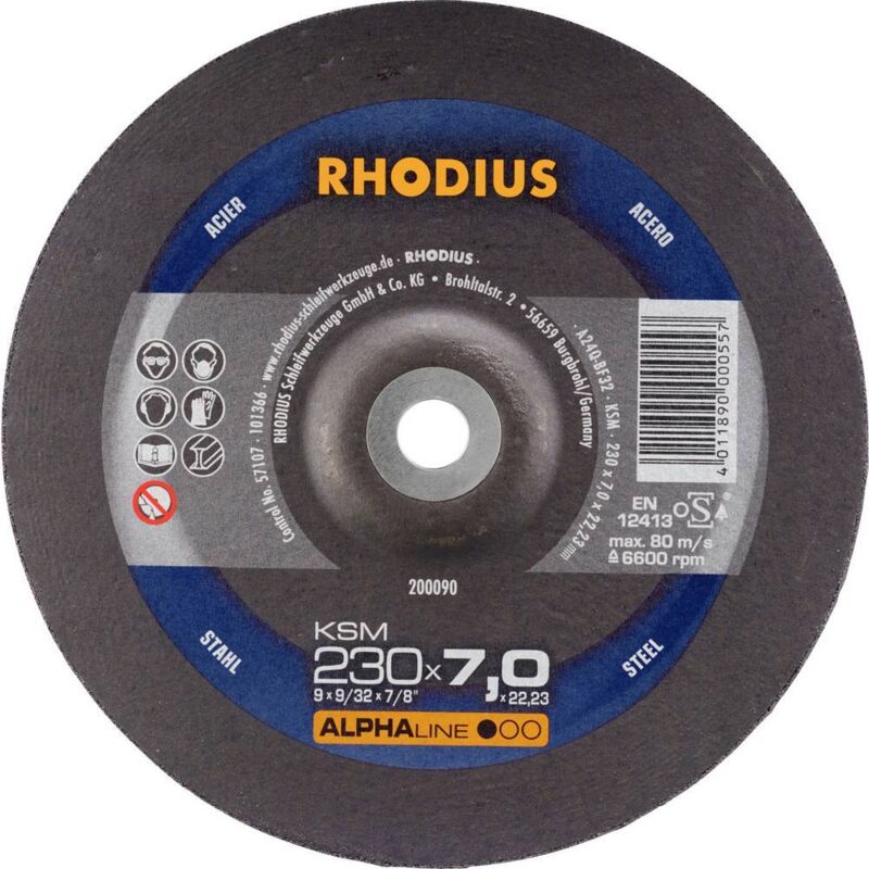 Rhodius - 200090 Disco per sgrossatura Diametro 230 mm ø foro 22.23 mm Acciaio 1 pz.