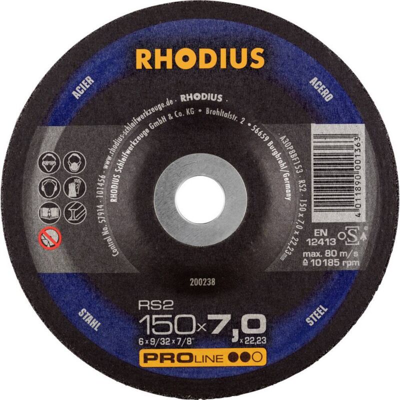 Rhodius - 200238 Disco per sgrossatura Diametro 150 mm ø foro 22.23 mm Acciaio 1 pz.