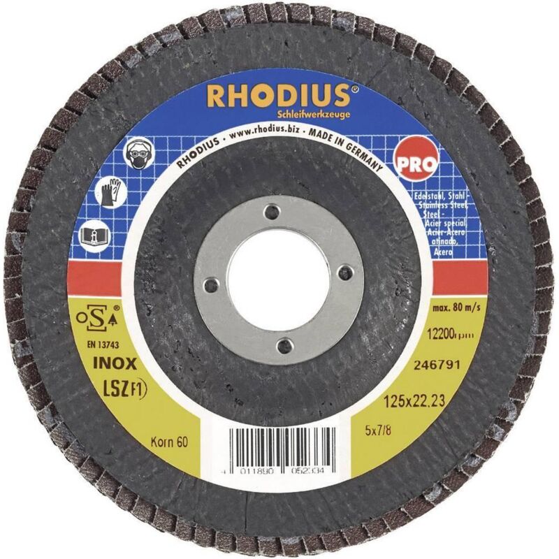 Dischi abrasivi lamellari lsz F1 Rhodius 205581 ø 115 mm diametro interno 22.2 mm grana 60