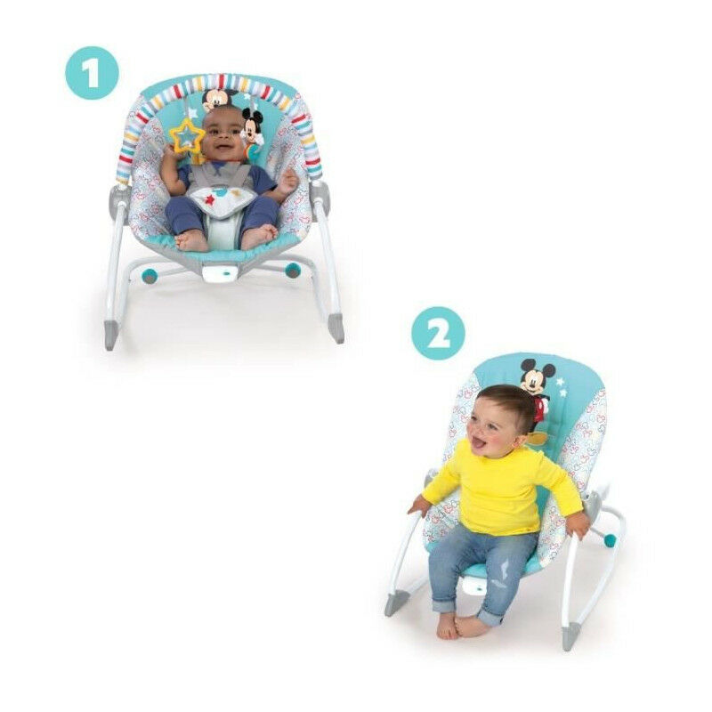 Transat bright stars Disney baby Mickey - Evolutif - 2 Positions inclinaison - 61 x 86 x 71 cm - Bleu multicolore - Des la naiss