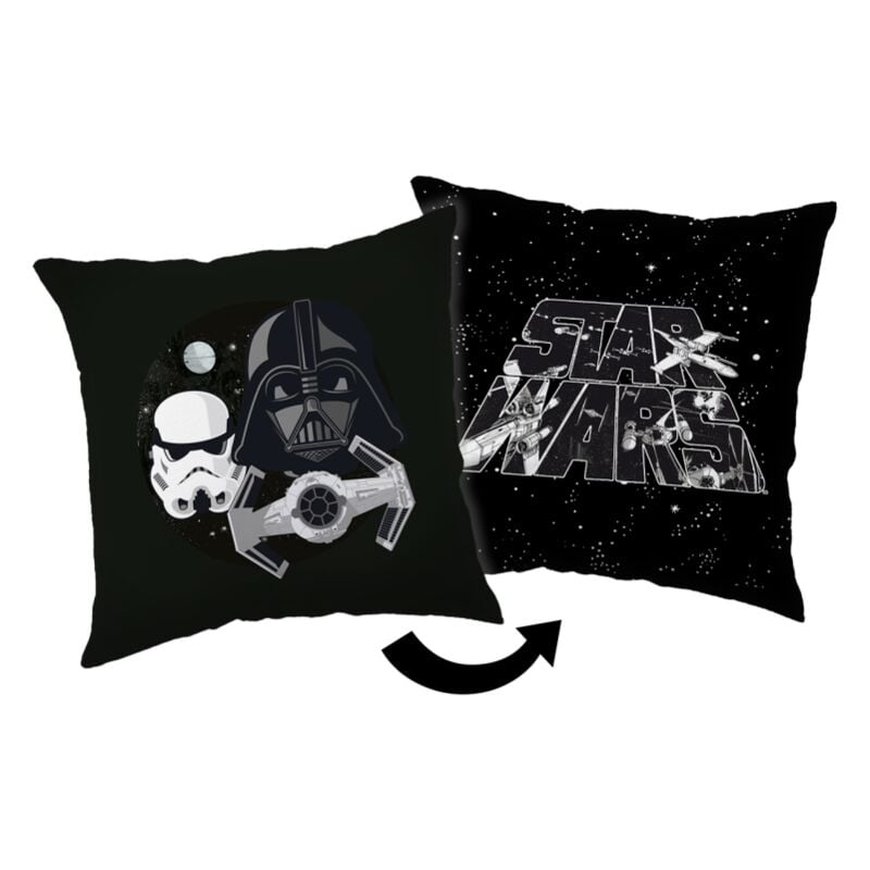 Disney - Coussin carré en polaire 'Star Wars : Côté Obscure' - Noir/Blanc- 35 x 35 cm - Livraison gratuite