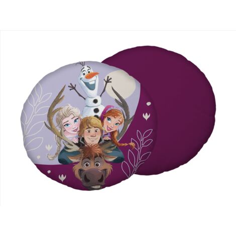 Disney - Coussin rond décoratif "La Reine des Neiges : Famille" - Multicolore - D 40 cm - Livraison gratuite