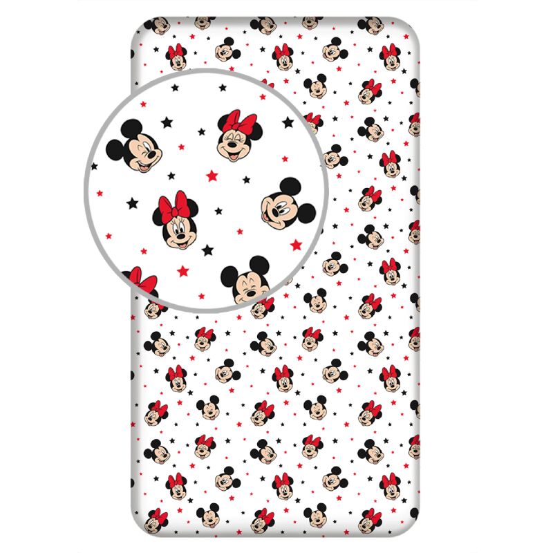 Disney - Drap housse en coton 'Mickey et Minnie : Etoiles' - Multicolore - 90 x 200 cm - Livraison gratuite