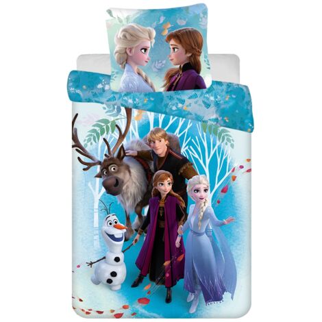 Disney Frozen Baumwolle Bettwäsche - Bettbezug 160x200 cm & Kissenbezug 70x80 cm