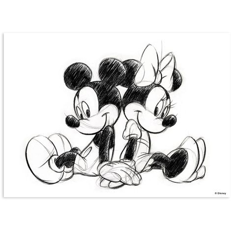 Disney - Mickey Minnie - Leinwandbild - Sitzen - 70x5cm - Schwarz / Weiß