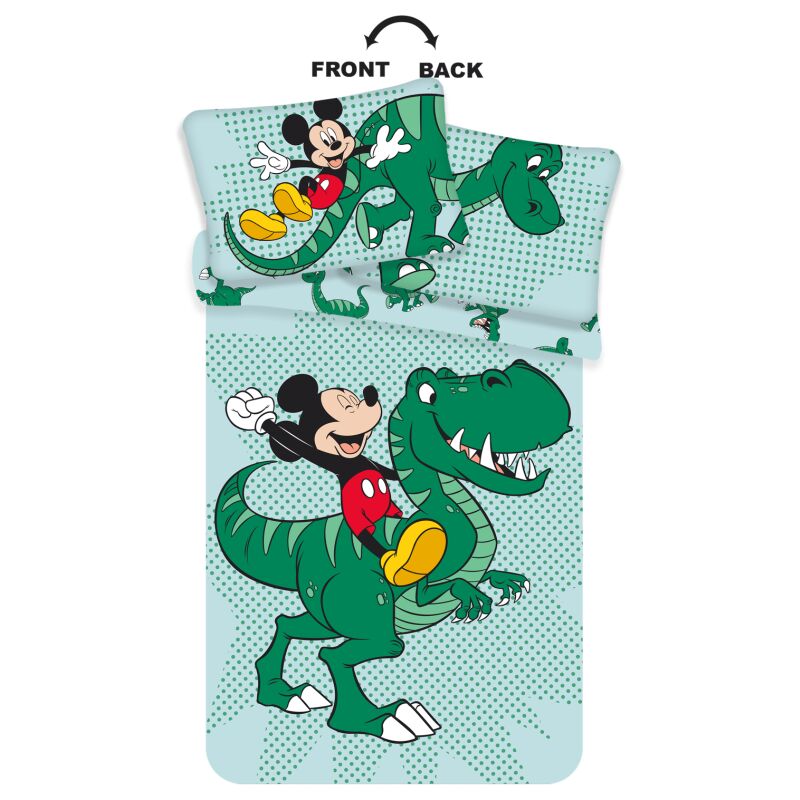 Disney - Parure de lit bébé en coton 'Mickey et dinosaure' - 100 x 135 cm - Livraison gratuite