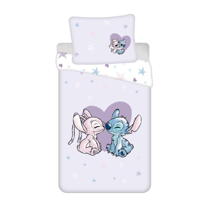 Disney - Parure de lit en coton 'Lilo & Stitch : Heart' - 140 x 200 cm - Livraison gratuite