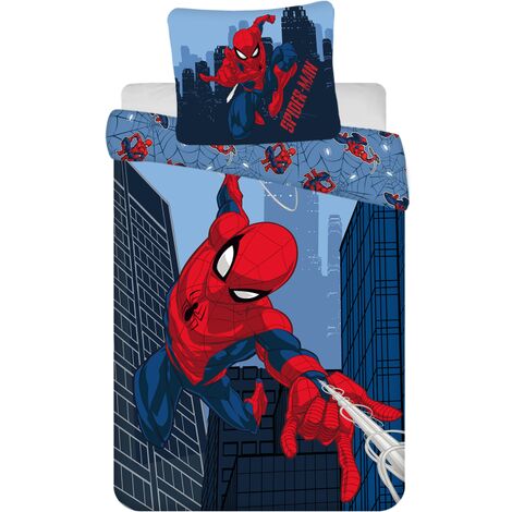 Disney - Parure de lit en coton "Spider-Man" - Bleu/Rouge - 160 x 200 cm - Livraison gratuite