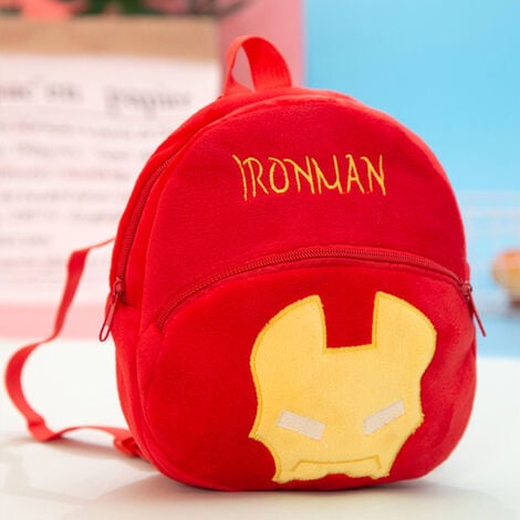 Disney Plush Backpack Iron Man Schoolbag Cute Mickey Mouse Captain America Spiderman Kindergarten Kids Backpack Plush Toys Gift-iron Man