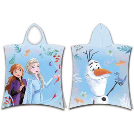 Disney - Poncho de douche avec capuche en coton "La Reine des Neiges" - Bleu - 50 x 115 cm - Livraison gratuite