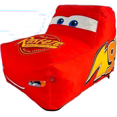 LOFT 25 Pouf pour enfants, siège confortable en mousse avec housse lavable, 80x59x51.5 cm idéal pour les salles de jeux et la décoration des chambres d'enfants - Voitures Flash McQueen