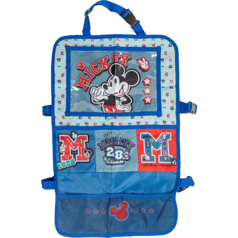 Image of Disney - Proteggisedile portaoggetti Tablet Organizer auto per bambini di colore grigio e blu con il simpatico topolino Mickey Mouse