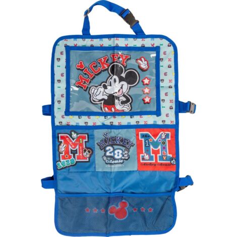 Disney Proteggisedile portaoggetti Tablet Organizer auto per bambini di colore grigio e blu con il simpatico topolino Mickey Mouse