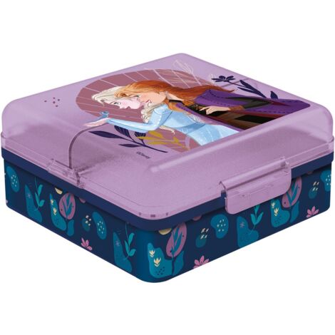Disney Sandwich Box viola per bambine in plastica Frozen Elsa Anna con multi scomparto